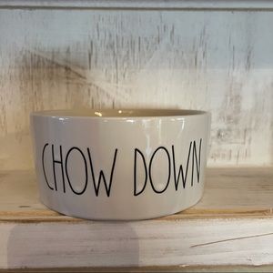 Rae Dunn CHOW DOWN Dog Cat Pet Food Water Bowl NWT